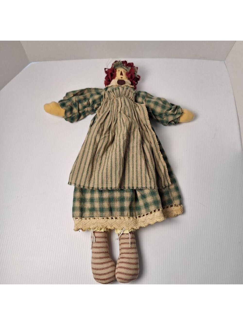 VINTAGE 1999 HANDMADE FOLK ART SHABBY CHIC PRIMITIVE RAGGEDY ANN DOLL SPRINGFORD